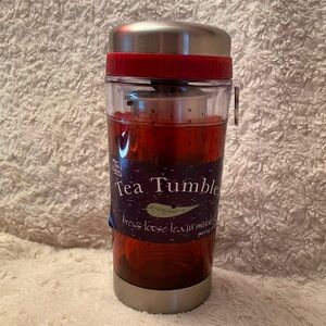 Liquid Solutions TEA-ZER Red Tumbler Loose Leaf Tea Brewing Travel Mug 10oz